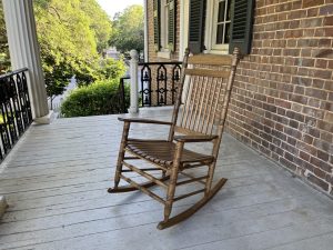 Rocking chair on the portico at the Gorgas House Museum. 